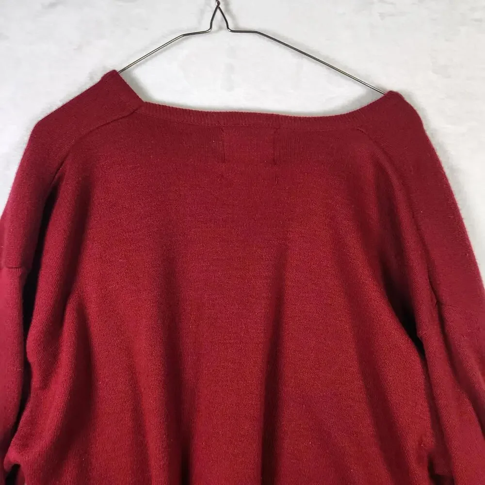 Lee‎ Sport Red V Neck Sweater Mens XL USA Made Lightweight Knit Pullover